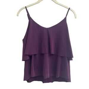 Mudd Eggplant Purple Ruffle Cropped Tank-Size Medium